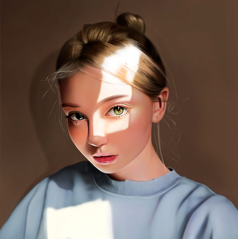 Portait d'un personnage de manga au yeux verts